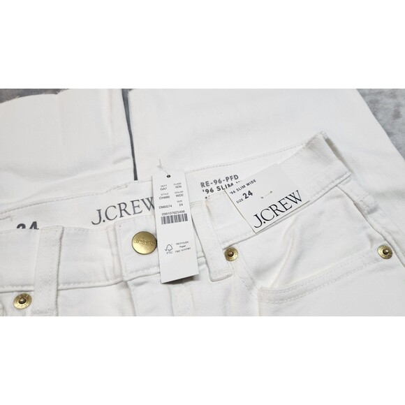 J. Crew Women's Size 24 Jeans 96' Slim Wide White Pants - Picture 3 of 10
